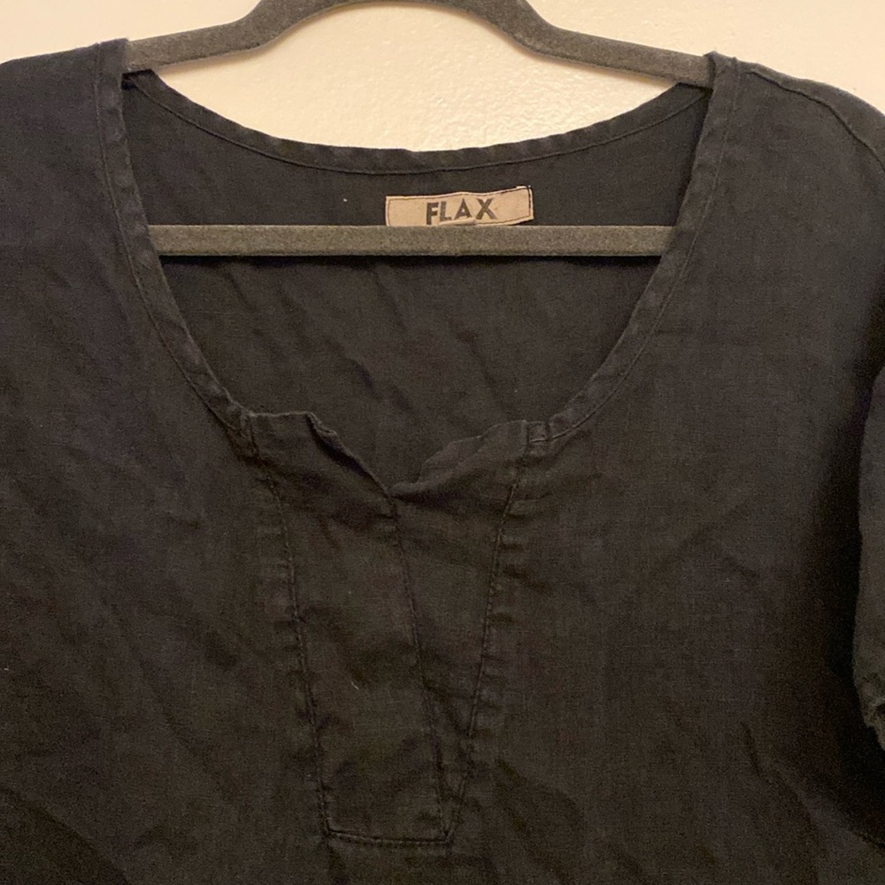 Flax linen midi black dress 1x
